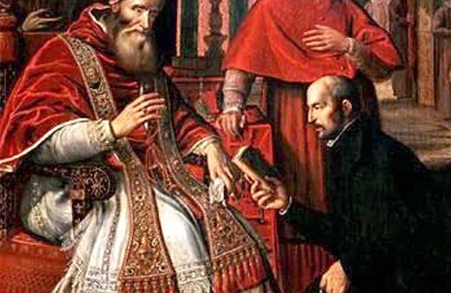 St Ignace de Loyola remettant son livre des Exercices au pape Paul III
