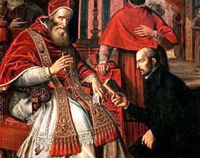 St Ignace de Loyola remettant son livre des Exercices au pape Paul III